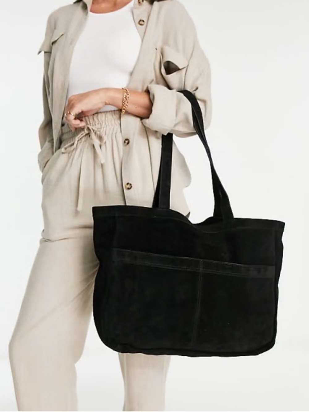 Urbancode Suede Tote Bag in Black